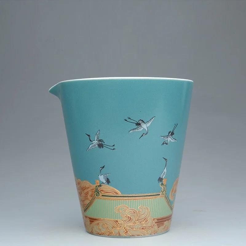 Ceramics  Sancai Gaiwan Pot Holder Master Cup Single Cup Tea CupSmells Fair Cup Chinese Tea Set Tea Tureen
