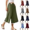 Summer Casual Loose Wide Leg Cropped Pants, Fashion Breathable Beach 7/8 Trousers for Women, Crossbody Apparel for Europe USA