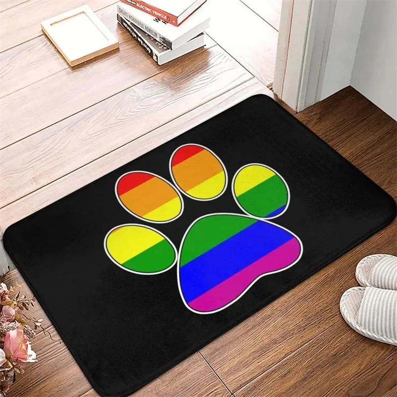 Dog Lover Heart Paw Print Red Heart Center Non-slip Machine Washable Fluffy Plush Entry Doormat Pet Owner Home Decor Carpet Rug