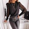 European-American 2025 Spring/Summer Women's Mesh Lace Patchwork Chiffon Long-Sleeve Blouse