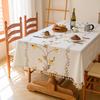 Luxury Waterproof Oil Resistant Linen Embroidered Rectangular Tablecloth For Dining Table And Tea Table