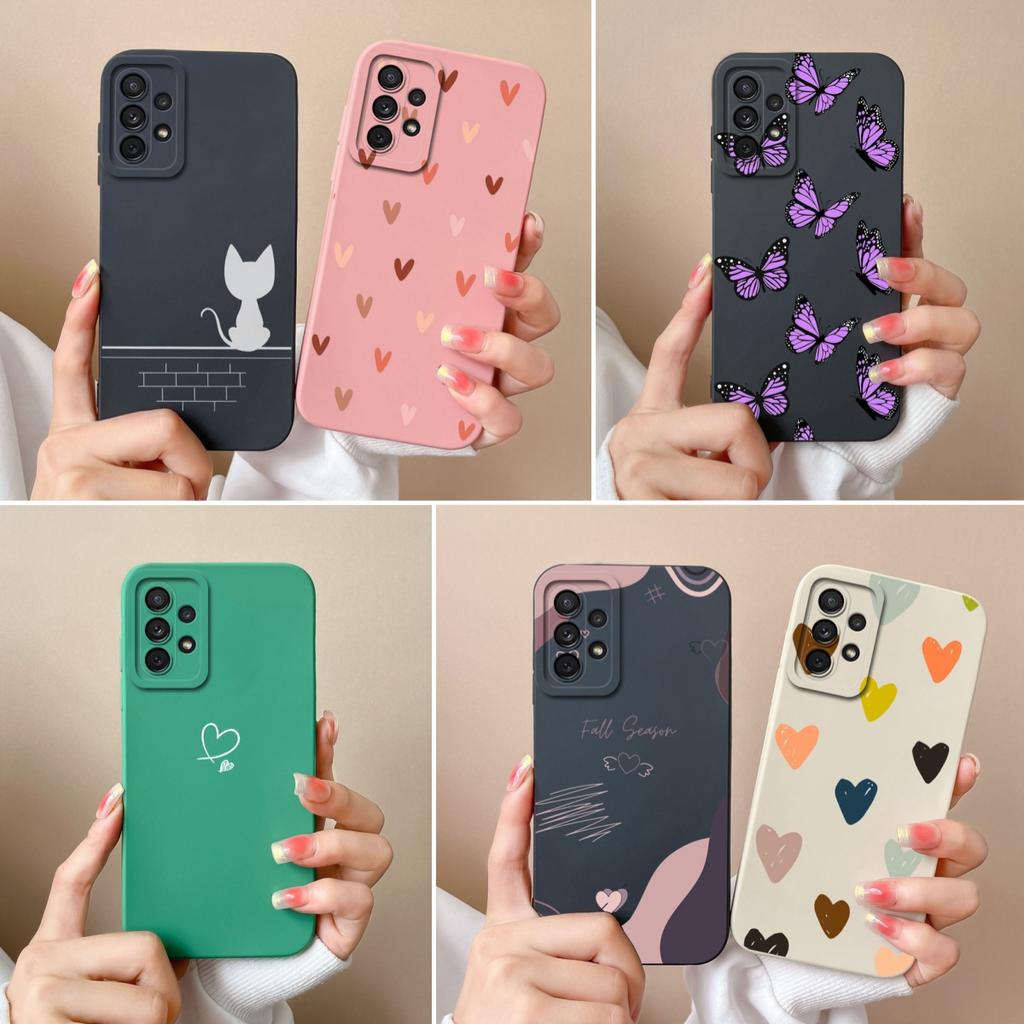 For Samsung Galaxy A72 Phone Case Love Heart Soft Liquid Silicone Camera Protection Back Cover For Samsung A 72 4G 5G Funda Capa