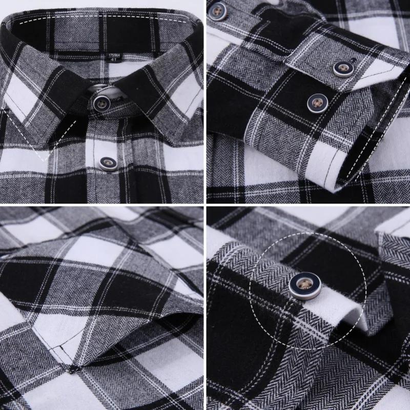 Camisas de Franela a Cuadros Para Hombre Manga Larga 100% Algodón Moda Casual Suave Ajuste Estándar Hombre Blusa Ropa Bolsillo Talla Grande 7XL 8XL