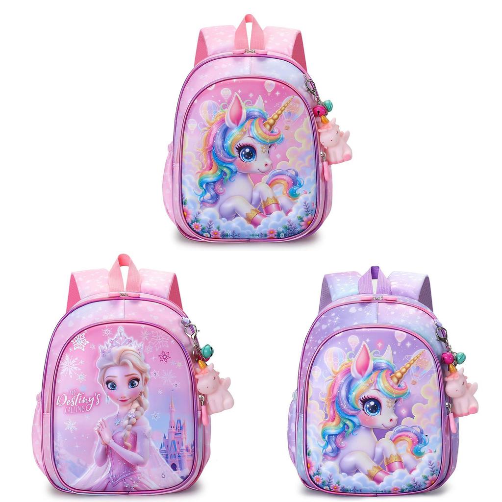 Kids Elsa Unicorn Backpack With Breathable Nylon And Cushion Straps For School Use