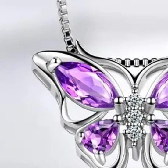 1 Set Jewelry Set Sparkling Rhinestones Inlaid Butterfly Pendant Necklace Ear Studs