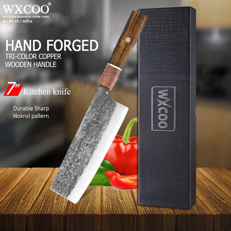 WXCOO High Carbon Steel Chef Knife Japanese Professional Kiritsuke Kitchen Knives Sharp Meat Cleaver Handmade Butcher Knife