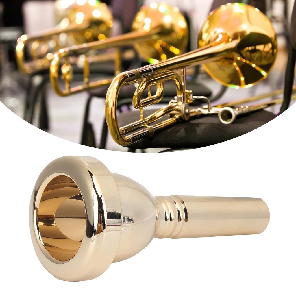 Alomejor1 Trombone Tenor Trombone Mouthpiece for Practice and Performance Mouthpiece, Wear-Resistant Beginners, (Gold)