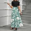 Women's Elegant Fashion Floral Print Belted Short Sleeve Round Neck Splicing Casual Dress