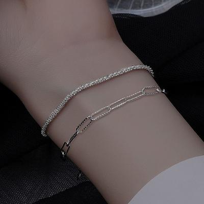 925 Sterling Silver Beautiful Double Chain Bracelets For Women Fashion Original Party Wedding Engagement Jewelry Holiday Gift