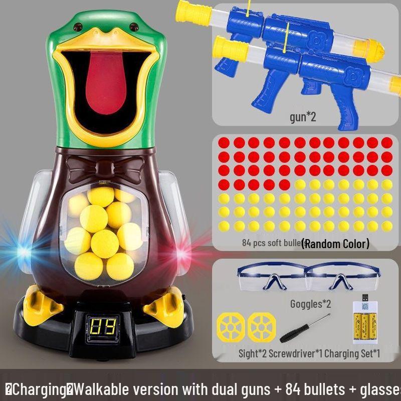 Hit Me Ducky! Parent-Child Interactive Toy with Air-Powered Soft Bullet, 3-Shot Firing for Kids 6+