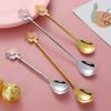 Creative Stainless Steel Spoon Cherry Blossoms Spoon Coffee Dessert Spoons Christmas Gifts Tableware Decoration Tea Spoons