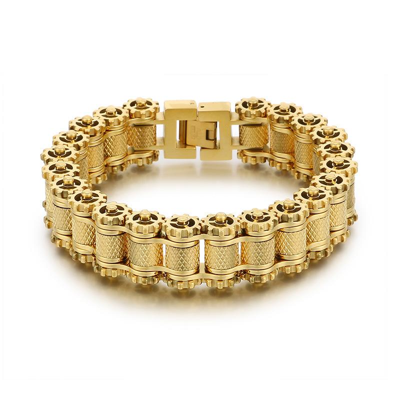 Personalized Trend Bracelet, Domineering Hip-Hop Titanium Steel Men'S Bicycle Chain Stainless Steel Locomotive Chain Jewelry