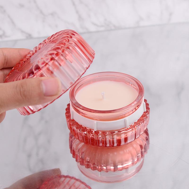 100ml Scented Candle Glass Shell Jar Pink Candle Cup for Candle DIY Atmosphere Gift Giving