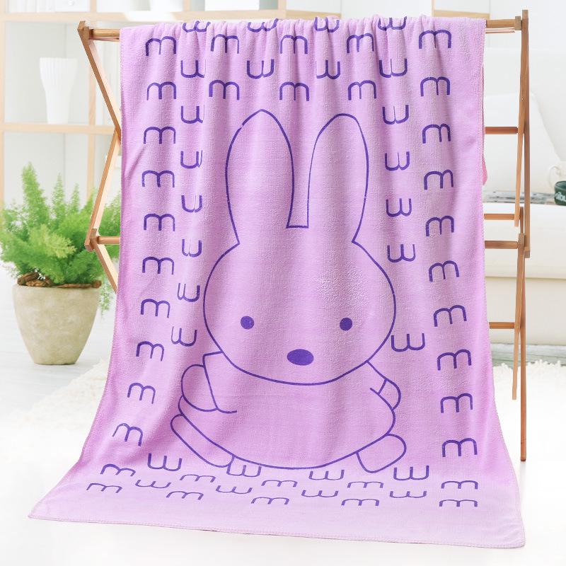 Microfiber Bath Towel Bibulous Cartoon Rabbit Head Printed Beach Towel Adult Towel Soft and Lint Free