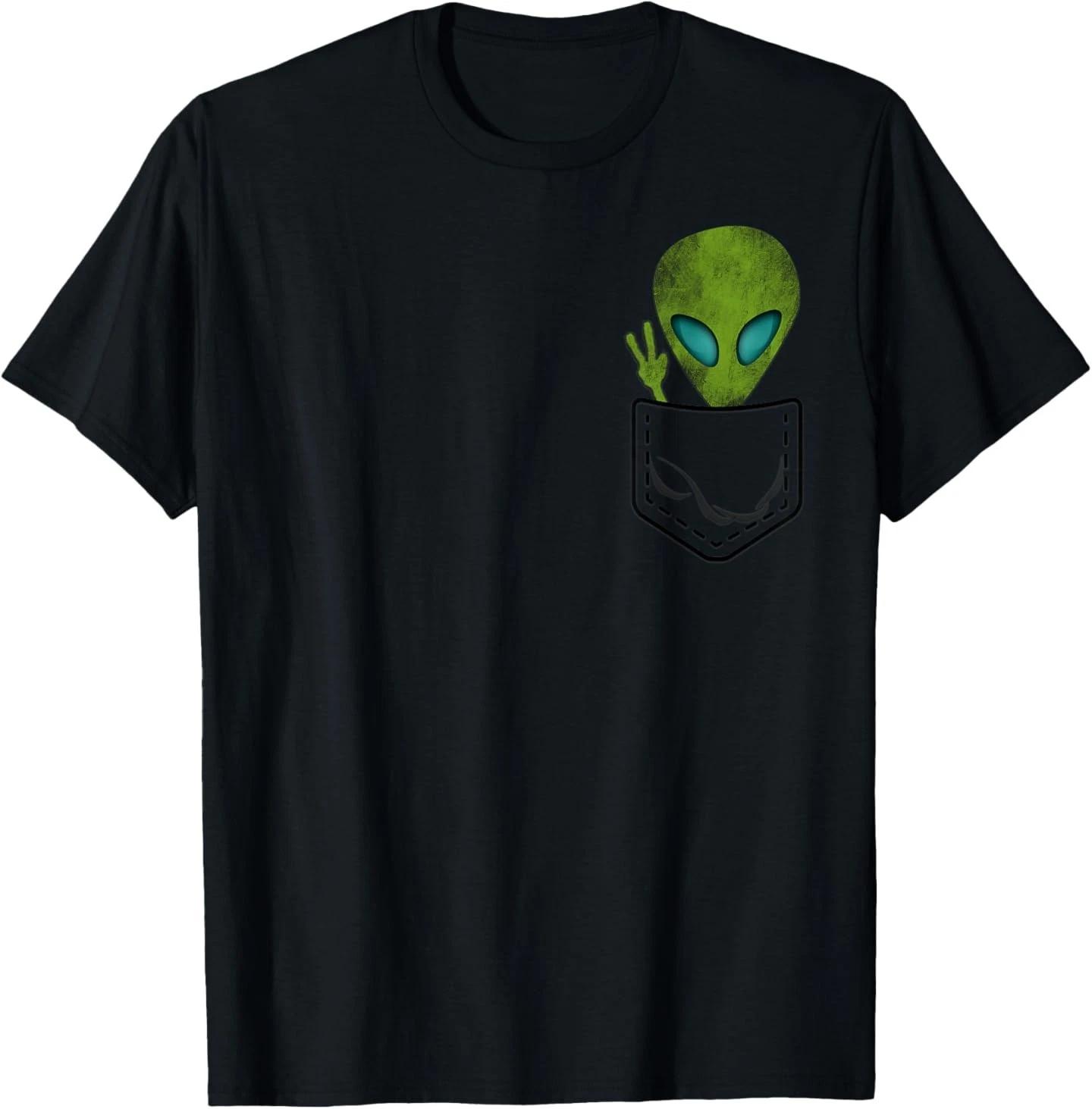 

Alien Pocket Cool Funny Cute Peace UFO Gift T-Shirt L