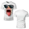 T-Shirt mit lebhaftem Cartoon-Lippen- und Sonnenbrillen-Aufdruck – modisches weißes Unisex-Kurzarm-T-Shirt im Hip-Hop-Stil für Männer