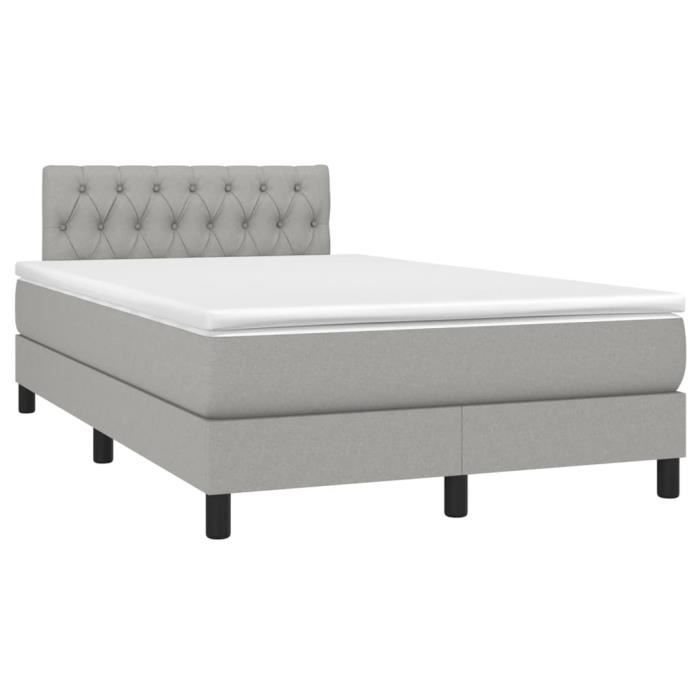 3140281 vidaXL Lit à sommier tapissier avec matelas Gris clair 120x200cm Tissu