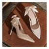Fashion New White Women Thin Heel Hollow Sandals Woman Butterfly Pointed Toe High Heels Pumps Womens Drees Shoes Wedding Shoes