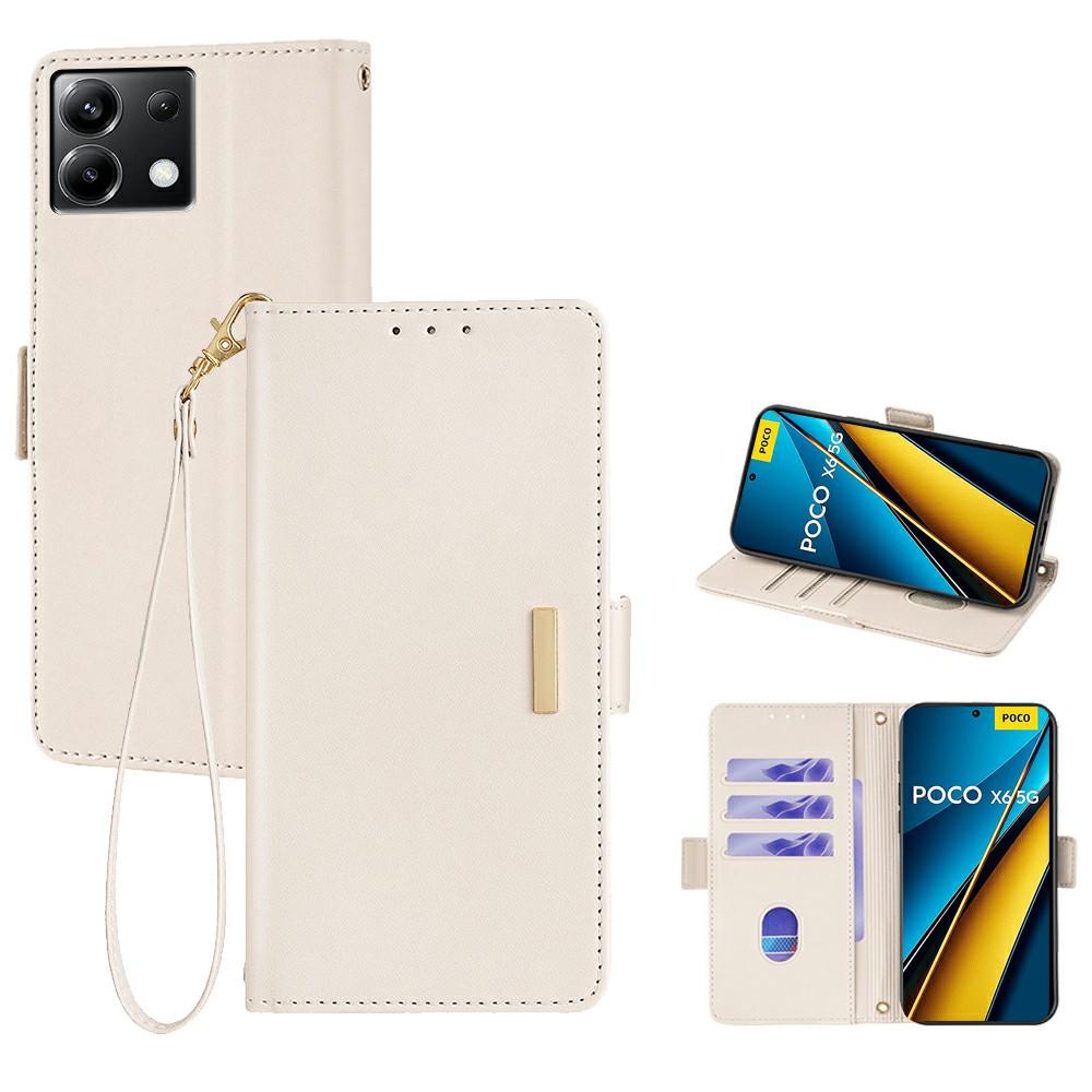 For Xiaomi Poco X6 5G Leather Wallet Case RFID Blocking Stand Cover with Hand Strap