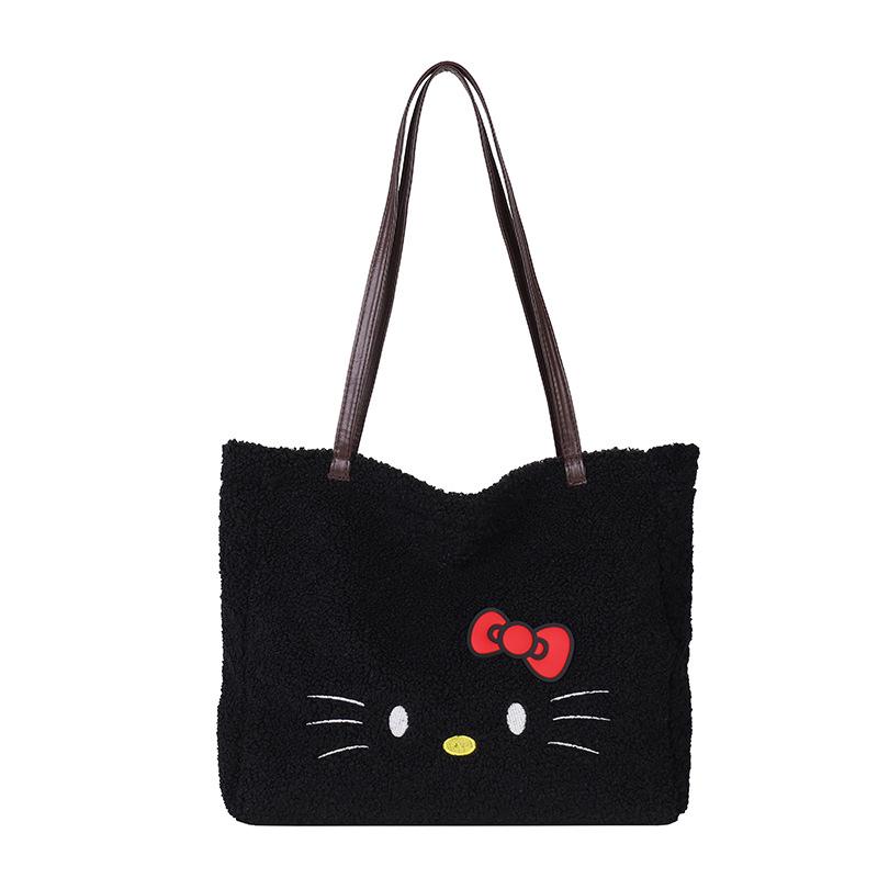 

Plush Cartoon Embroidered Shoulder Tote - Women s Large Capacity Autumn/Winter Handbag