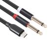 1/2M USB C To Dual 1/4 Y Splitter Cable with Gold Plated Plug USB Type C To 1/4 Cable Flexible for Smartphone Tablet Laptop