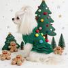Pet Knit Sweater Dress With Christmas Tree Colorful Pom Poms Warm Winter Outfit Small Dogs Cats