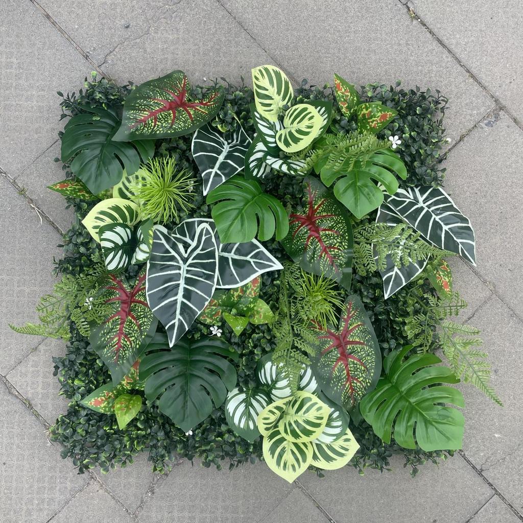 50×50cm Artificial Green Plant Wall - Plastic Vertical Garden, Fake Flower Wall, Synthetic Turf Background