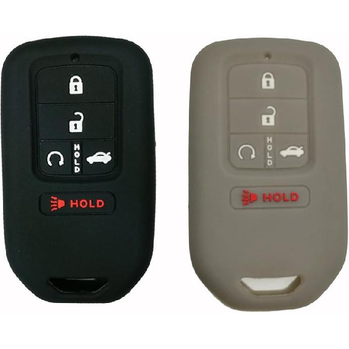 2Pcs Coolbestda Silicone Full Protective Key Fob Remote Cover Case Skin Jacket for 2017 2018    Honda Civic Accord Pilot CR-V 5 Buttons Smart Key