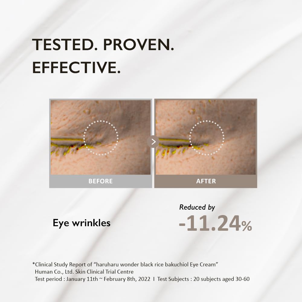 Haruharu Wonder Black Rice Bakuchiol Eye Cream oz 20ml Natural Retinol Alternative 0.67 fl. / Anti-Wrinkle, Cruelty-Free, EWG-Green