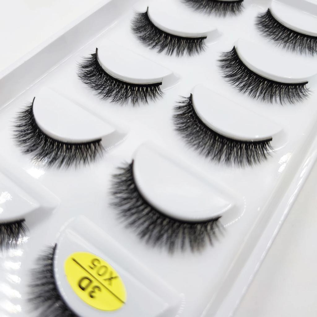 Natural 3D Mink False Eyelashes Makeup Fake Eye Lashes Faux Cils Make Up Beauty Tools Wholesale 5 Pairs X08 X01 H13 Cat