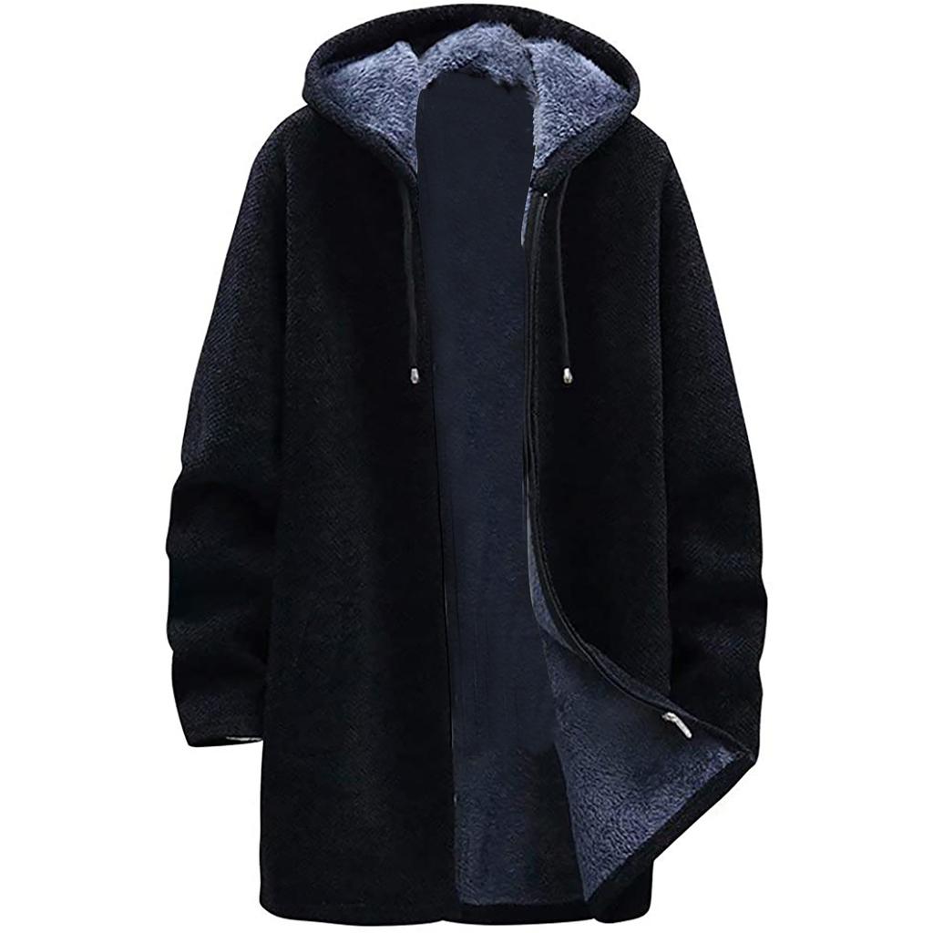 Men's Long Coat Jacket Outerwear Hooded Winter Hoodie Casual Cold