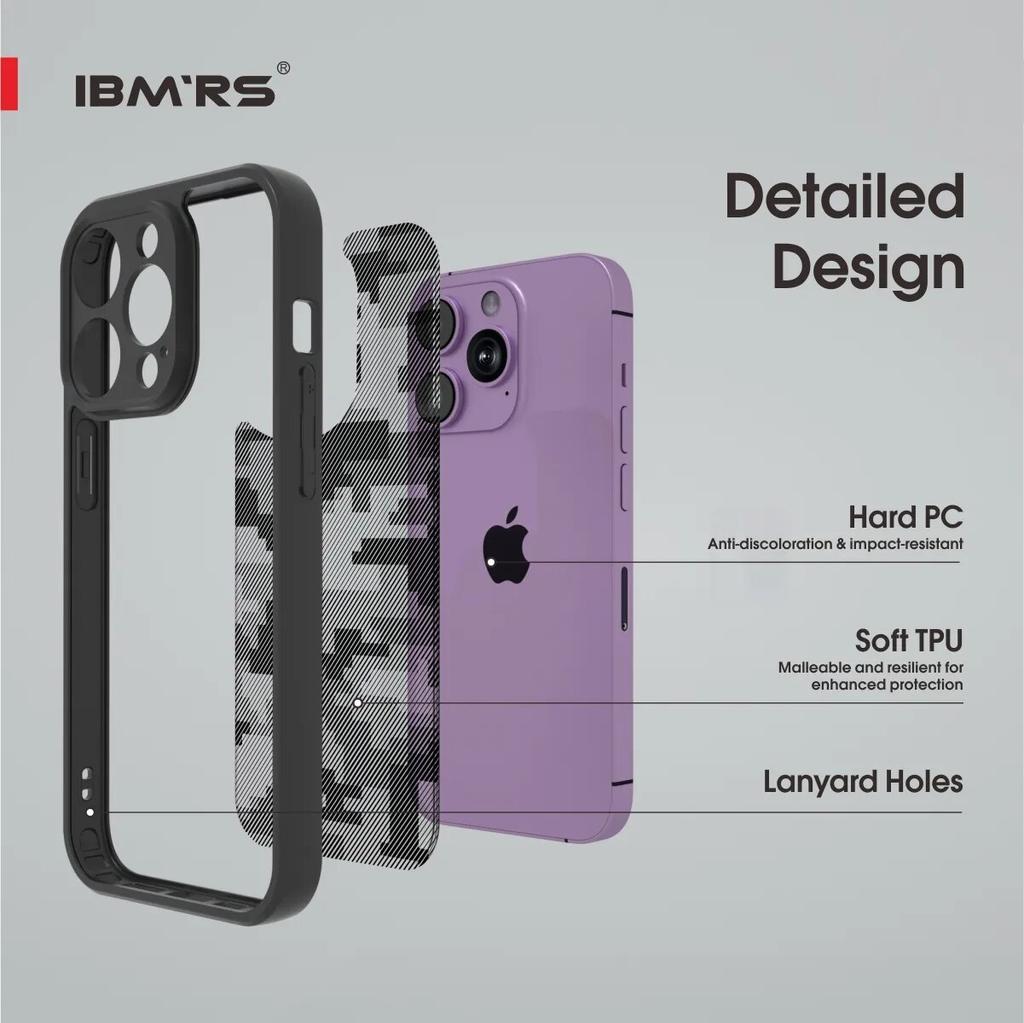 (Comes with wrist strap)IBMRS for Apple iPhone 14 pro Case 6.1 Inches camo Transparent Hard Back Shockproof TPU Frame Case