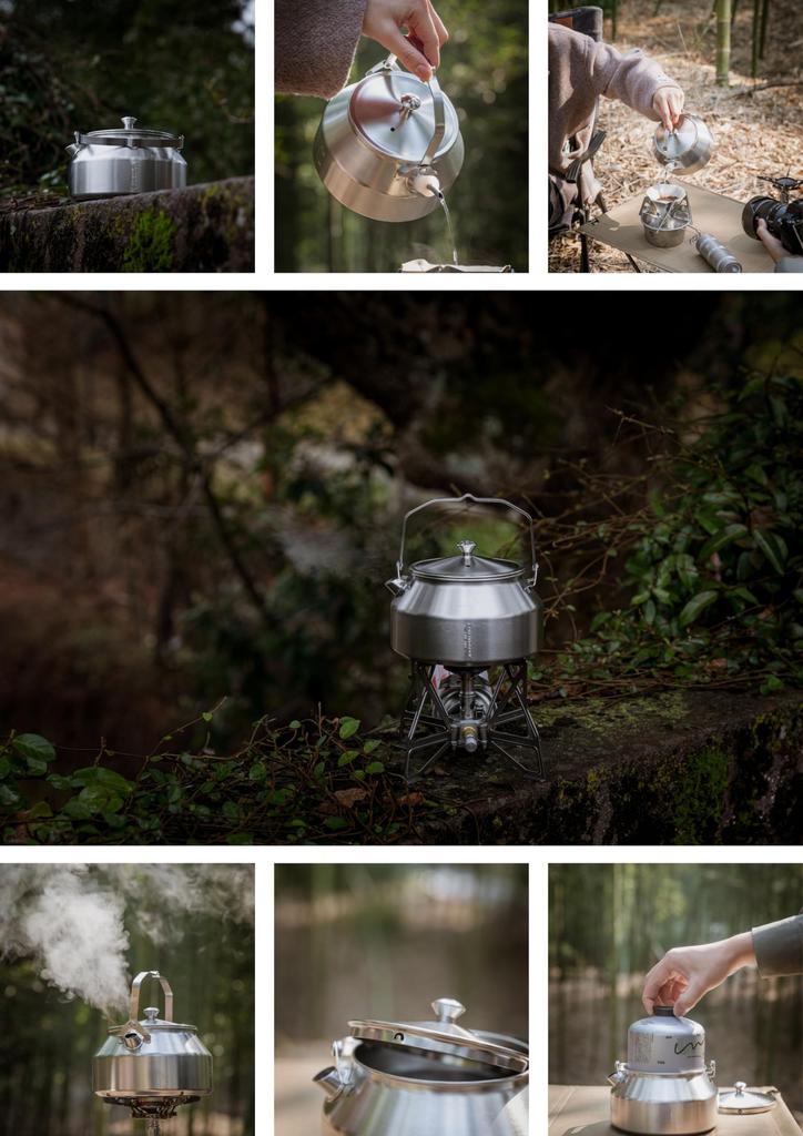 Camping Moon Bonfire Stainless Steel Kettle Mini Kettle Kettle Pot Open Fire Camping Kettle Integrated Molding Stainless Steel 304 1.0L SW-1