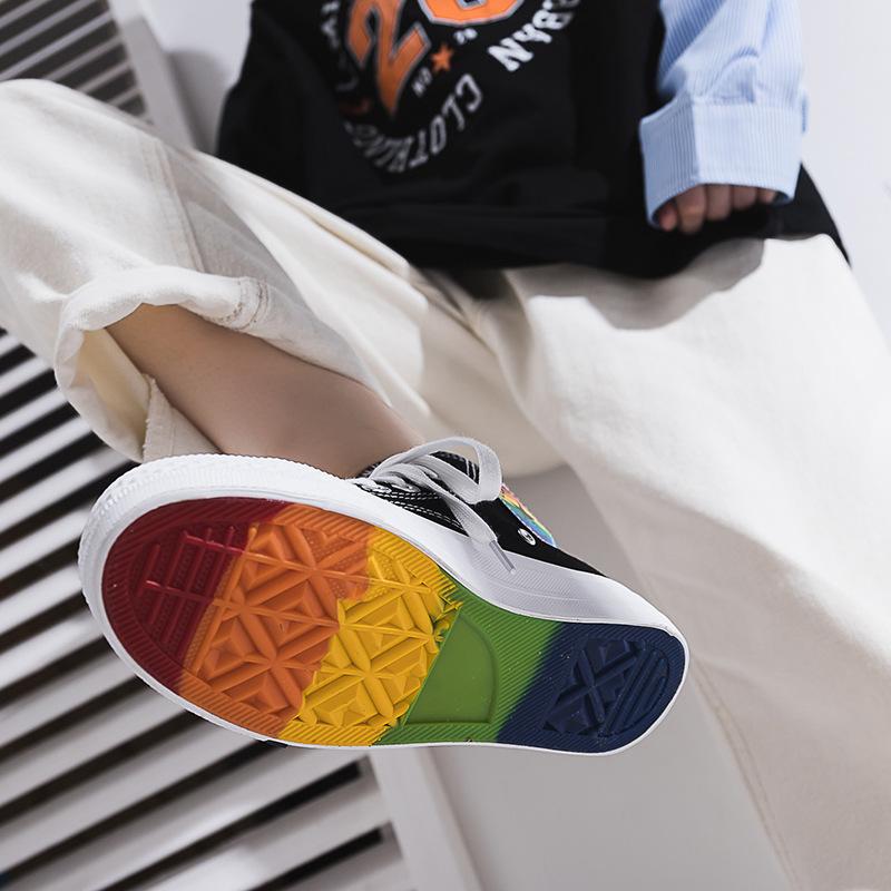 Women Canvas Sneakers Rainbow High Top Canvas Shoes Fashion Summer Sneaker Woman Sneakers Vulcanized Shoes  Flats White Shoes