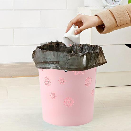 Blommig Soptunna Ihåliga Blommönster Soptunna Snygg Papperskorg för Hemmet Kontoret Vardagsrummet Badrummet Golv Toalettbord Skrivbord