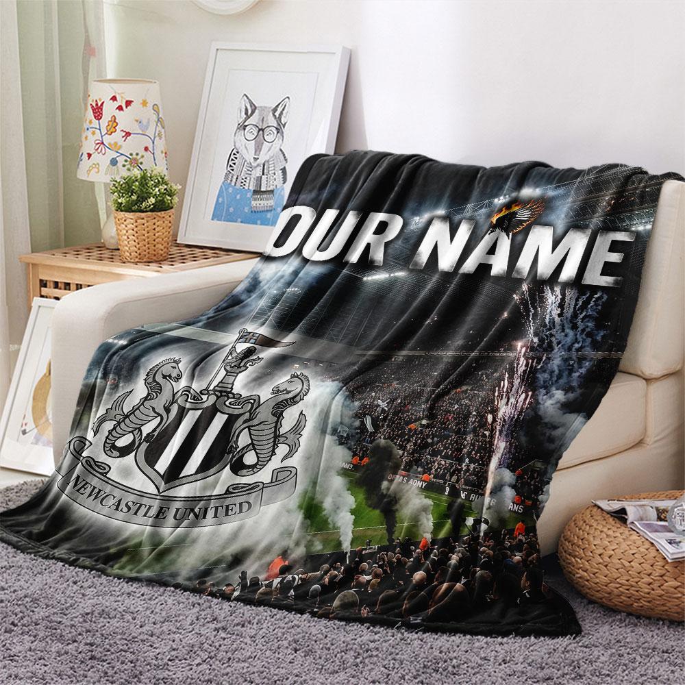 Custom Name,Newcastle United FC Printed Flannel Blanket, Soft Throw for Bedroom Sofa, Washable, Christmas Present, Great Gift.