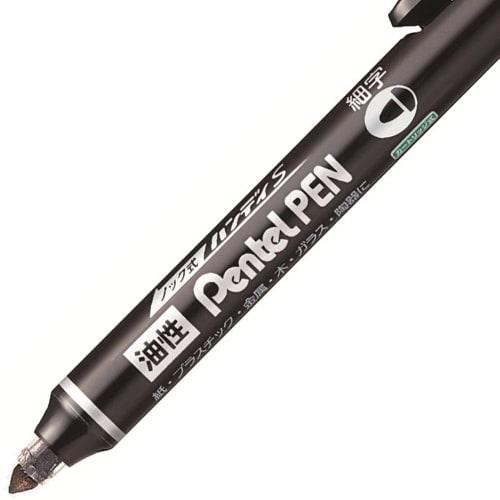 Pentel Knock Type Permanentmarker Handy S PentelPEN Feine Spitze Schwarz 10 Stück NXS15-AP