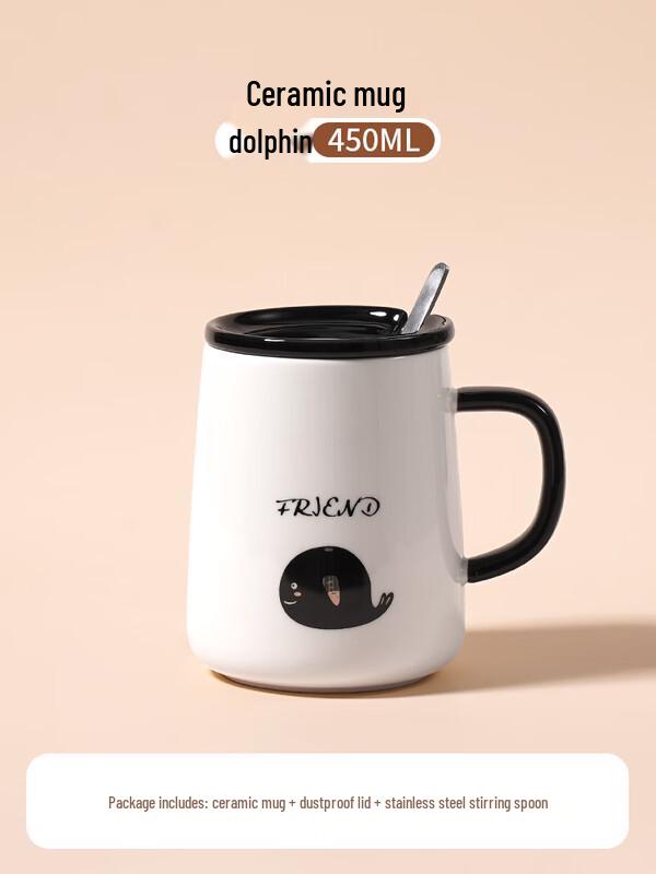Ally Ceramic Mug with Lid and Spoon