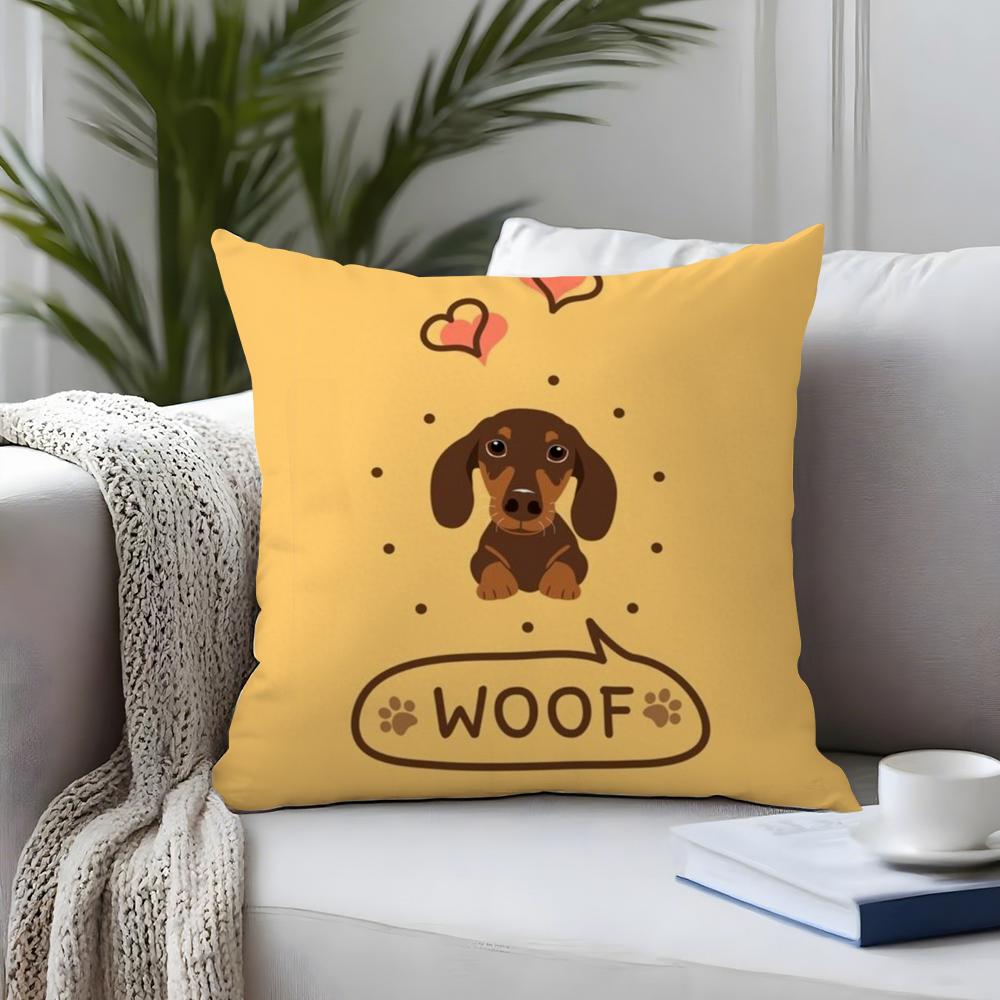 Sausage Dog Dachshund Cute Cushion Cover Plush Fabric Soft DoubleSided Printed Sofa Warm Winter Home Child Gift Pillow Case