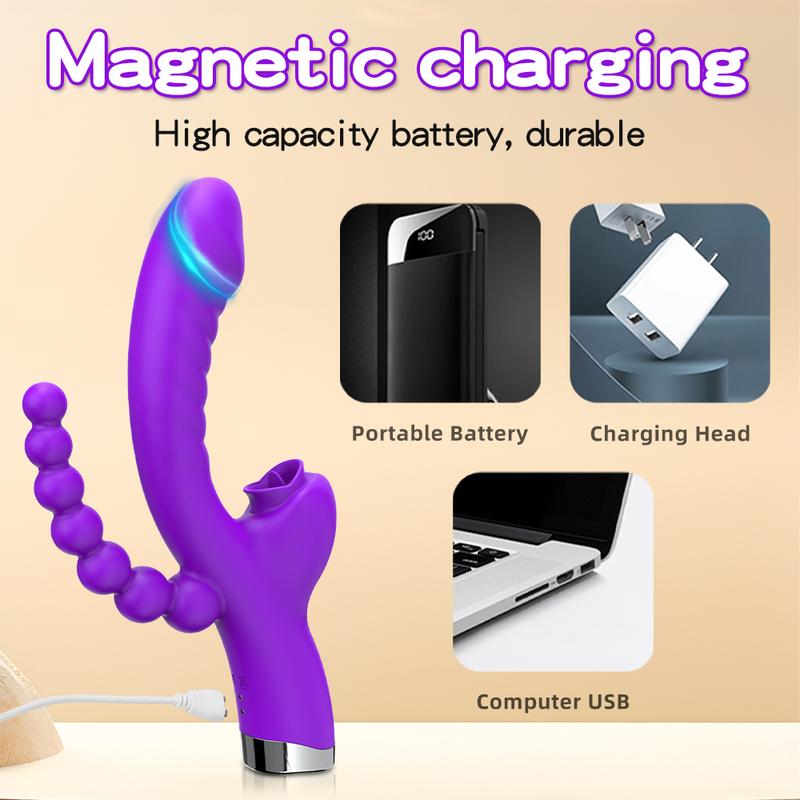 Vibrator Sex Toy for Women Anal Beads Tongue Licking Dildo Vibrators 3 IN 1 G Spot Stimulator Female Clitoral Vagina Masturbator
