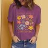 Women's Summer Patterned Round Neck Short-Sleeve Casual T-Shirt