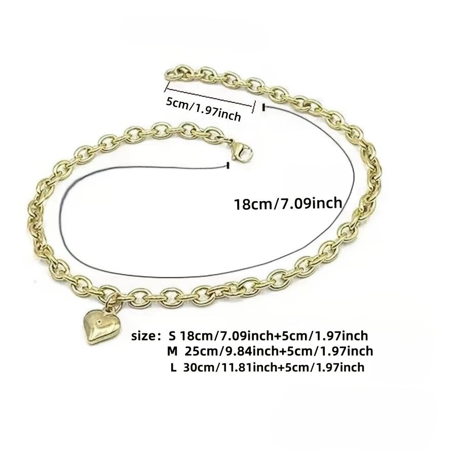 Waterdichte Roestvrij Staal 18K Goud Hartvormige Hondenhalsband Kattenketting Halsketting Voor Kleine Huisdieren Katten Kittens Puppy 7Inch M-25CM