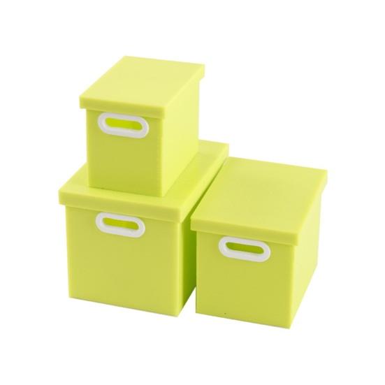 3Pcs/Set Simulation Storage Box 1:12 Miniature Scale Three-Piece Stacking Design Smooth Edges Safe Play Storage Organizer Dollhouse Accessory