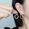 Temperament Square Gold Twist Ring Earrings Mosquito Coil Disc Micro-inlaid Zircon Stud Earrings Premium Light Luxury Niche Retro Earrings