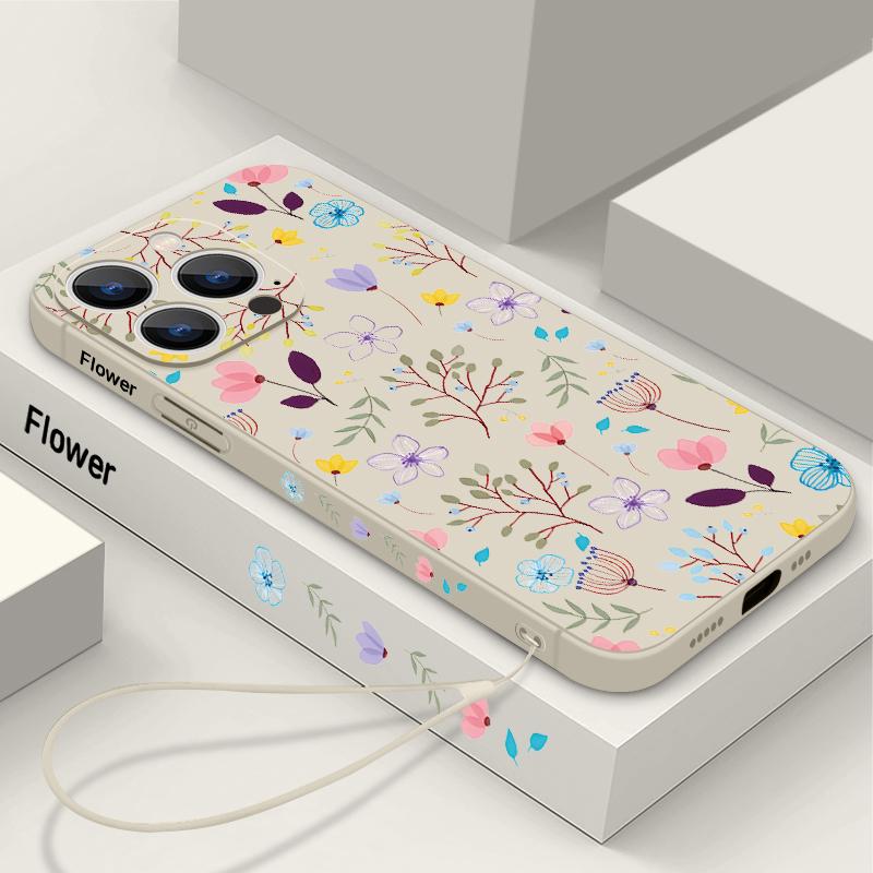 Foral Print Pattern Phone Case For iPhone 16 15 14 13 12 Pro Max 11 16E Magnetic For Magsafe Wireless Charge Soft Silicone Cover