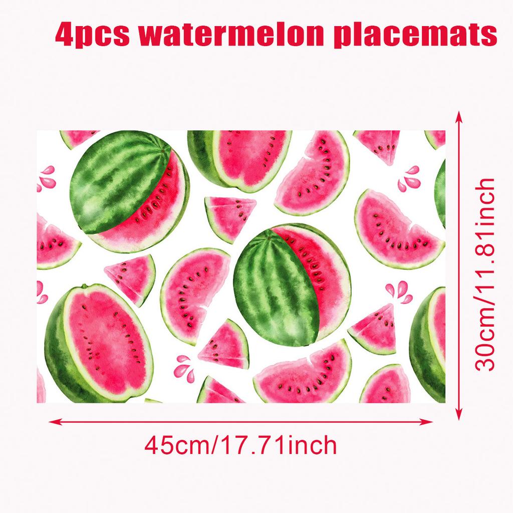 4Pcs Fruit Placemat Summer Fruit Theme Happy One Birthday Party Decorations Kid Adult Baby Shower Supplies Wedding Party Favors