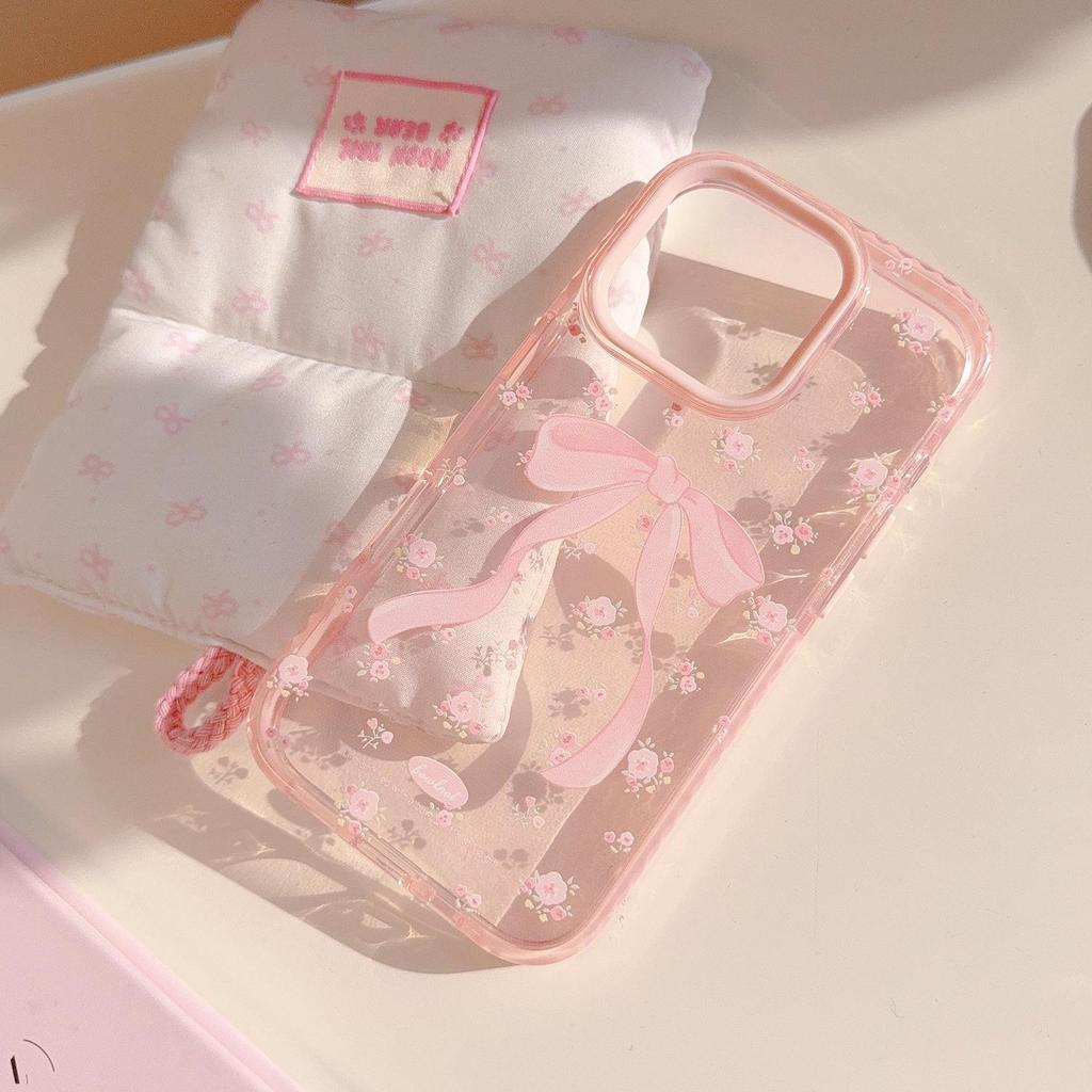 Pink bow floral phone case suitable for Apple phones