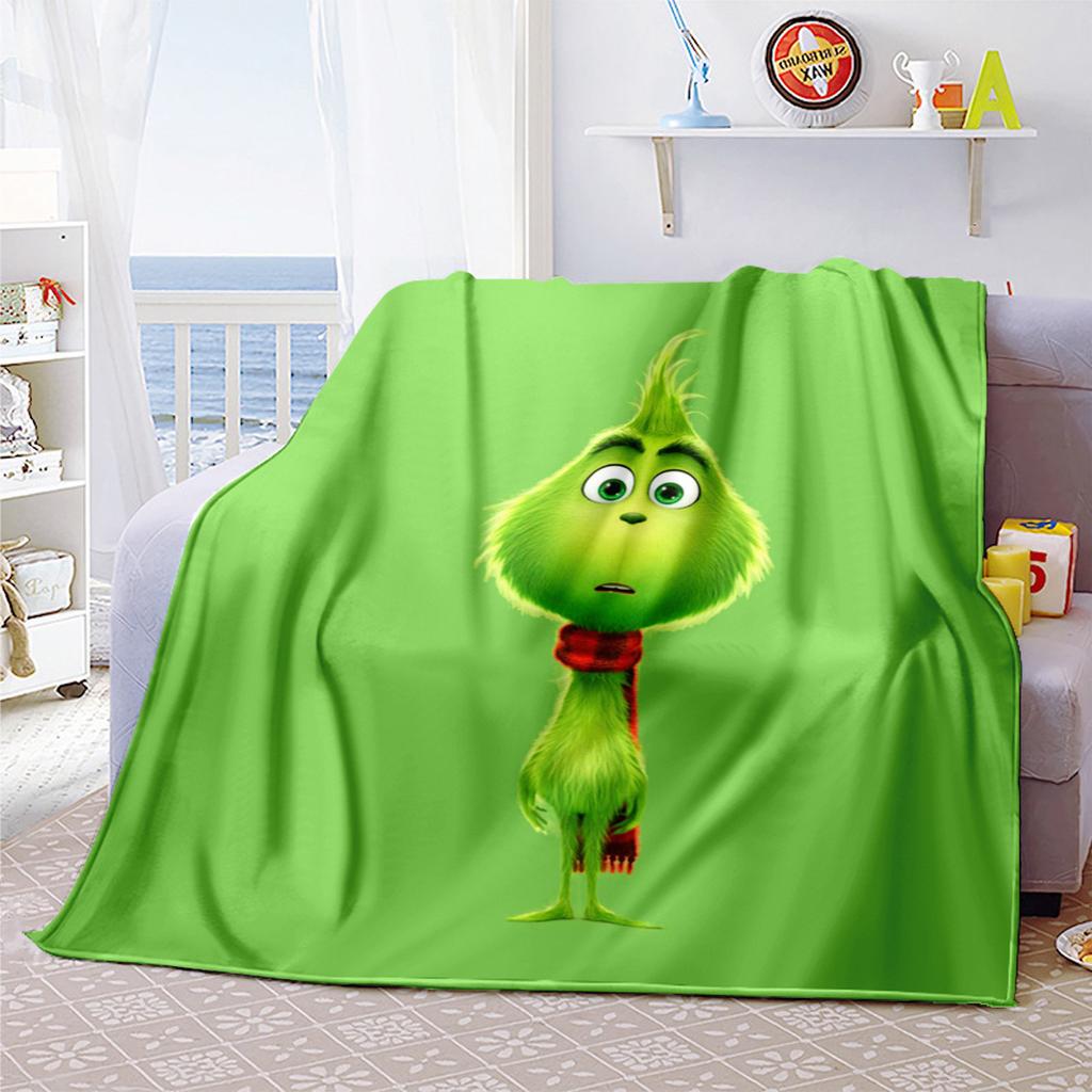 Christmas Gift Comedy Movie How the Grinch Stole Christmas Blanket Home Warming, Four Season Bed Decoration Sofa Cover Flannel Throwing Blanket K17