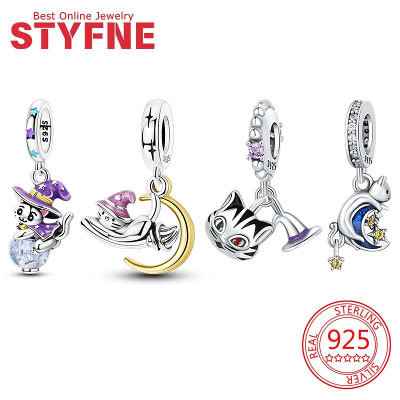 Berloques Originais Cobre Gato Mágico Contas de Lua Servem Pulseiras Berloques Contas Fabricação de Joias Joias Finas Presente DIY