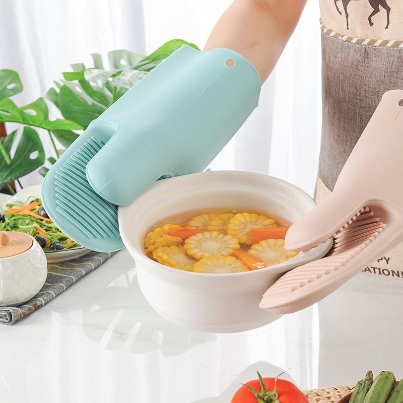 Langer Silikon-Handclip Verdickte Ofen-Mikrowellen-Handschuhe Isoliert Aufnahme Geschirrclip Silikonhandschuhe